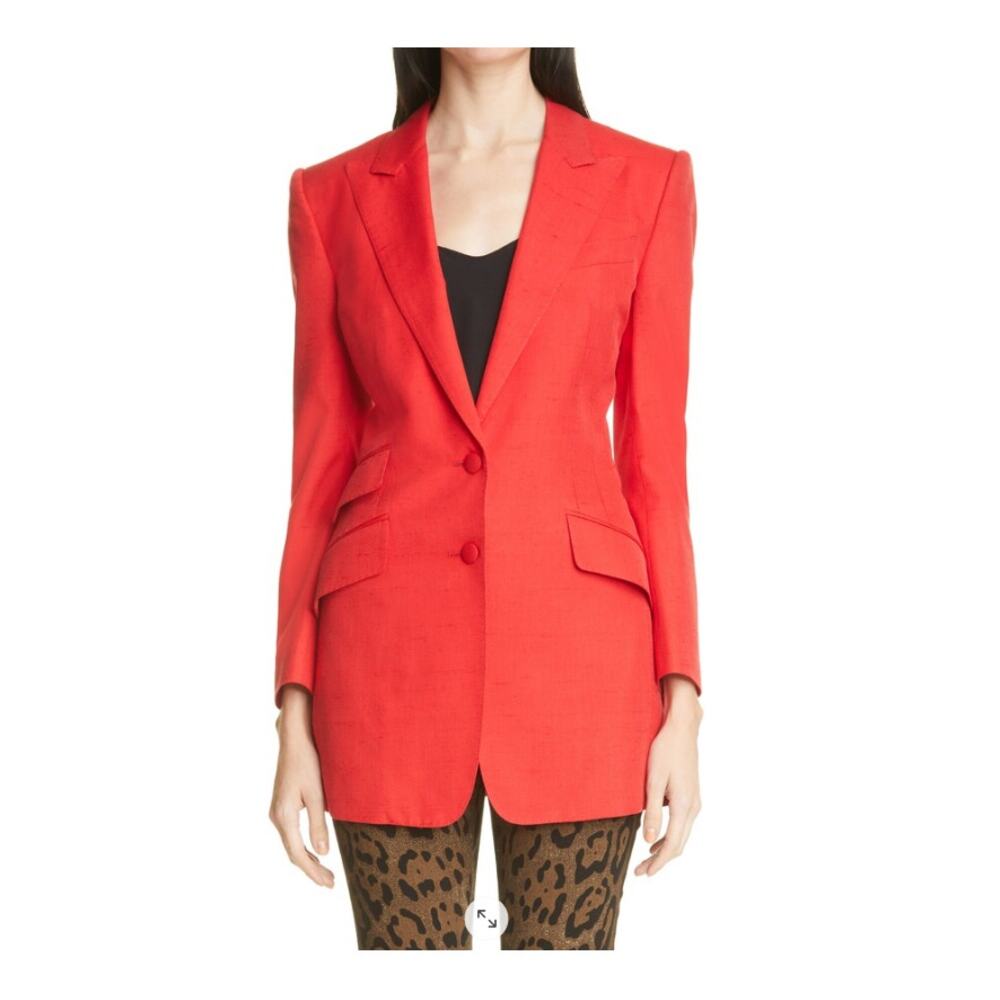Dolce & Gabbana Silk Blend Single Breasted Blazer Women Size 46/10‎ Red NEW - Picture 9 of 15